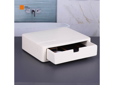 Luxury Hotel Beige Amenities Set Decorative Bathroom Accessories Storage Drawer Box in Polyresin Toiletries Resin Amenities