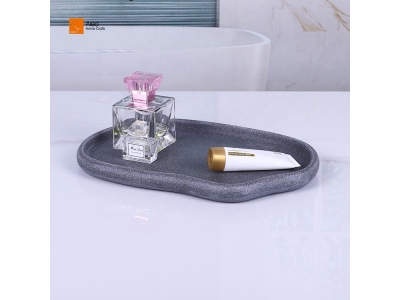 High-End Resin Sandstone Serving Tray Decorative Hotel Bathroom Tray for Hotel Amenities Irregular Manufacturer Home Use