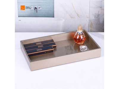 High-End Hotel Amenities Bronze Rose Gold Resin Decorative Tray Rectangle Polyresin Bathroom Jewelry Resin Tray