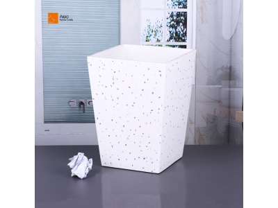    High-End White Terrazzo Waste Bin Customized Resin Trash Can for Hotel Bathroom OEM Manufacturer Wholesale Garbage Bin