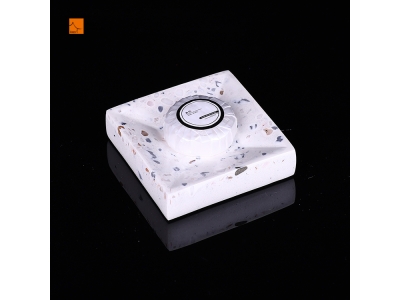 Hotel Decorative Bathroom Resin Soap Dish Sponge Holder Box Handmade OEM square Polyresin Terrazzo Tray