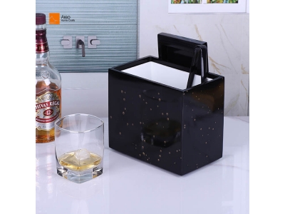  Large Capacity Black Polyresin Wine Ice Bucket with Double Wall and Decorative Rectangle Design Custom Storage Box for Hotels