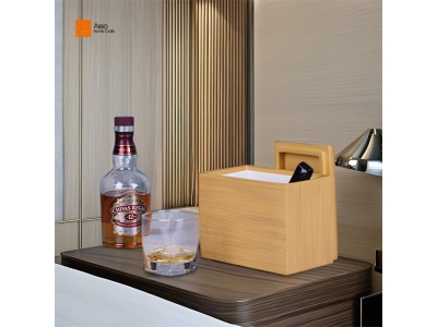 Premium Double Wall OEM Polyresin Wooden Style Ice Bucket Lid Luxury Hotel Amenities for Large Elegant Parties Customized