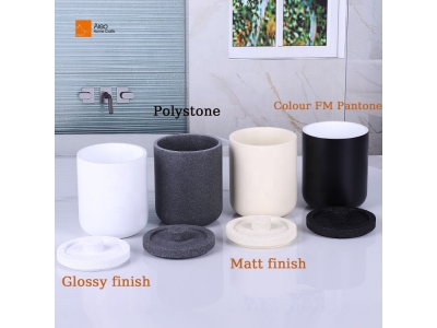 Hot Sale Custom Polystone Storage Box with Lid Home Decorative Bathroom Cotton Swab Container Bath Salt Pads Holder for Hotels