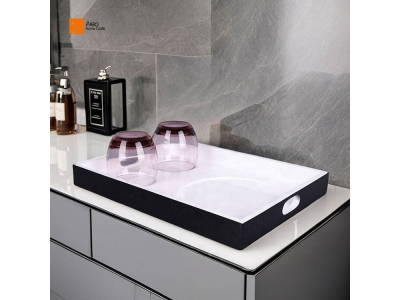 Custom Hotel Decorative Rectangular Cup Holder Tray Polyresin Serving Kettle Large Tray Coffee Tea Electric Kettle Tray Set