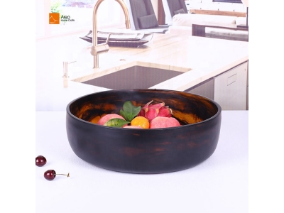  Swirl black handmade ODM resin big salad bowl with marble texture and aqua swirl pattern fruit bowl used in home hotel buffet