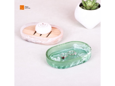  Custom Handmade polyresin swirl multi-function dish Cosmetics Holder Plant Jewelry Dish Storage Display colourful Soap Dish