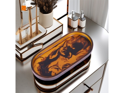 Hot Sale Amber Aqua Swirl Resin Jewelry Organizer Vanity Tray Rings Necklaces Bracelets Watches Keys Decorative Tray