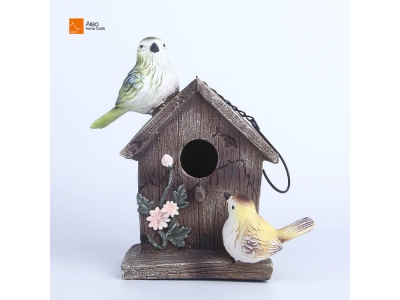  Hot Sale Personalized house bird Hand Painted Custom polyresin decorative Bird House outdoor or for home decoration for kid gift