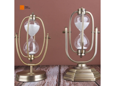 Art Deco Gold Hourglass Sand Timer 30-60 Minutes for Anniversary Home Decoration Made of Glass Metal Brass