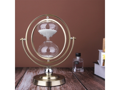 Antique Metal Sand Timer Clock Big Rotatable Globe Hour Glass Office Decoration and Timing Gifts