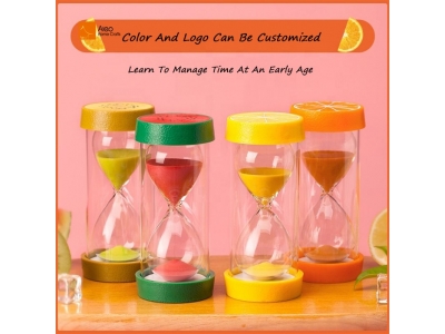 Promotional unique custom fruit hour hourglass shower/learning plastic sand timer wholesale