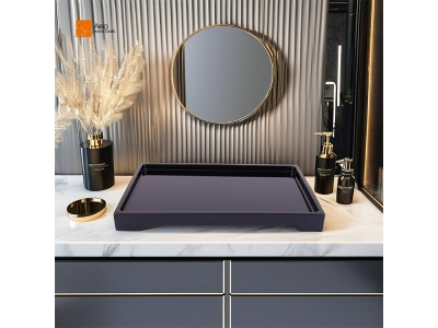  Pure Black Terrazzo Serving Tray Rectangular Artificial Marble Kitchen Sink Storage Decor Vanity Coffee Tray Resin Tray