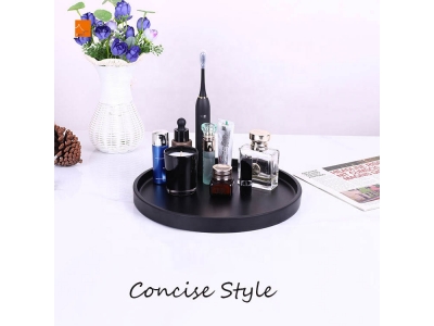  Custom Round Matt Resin Serving Tray Hotel Fruit Candy Cup Holder and Perfume Catchall Bathroom Hotel Black Vanity Tray Storage