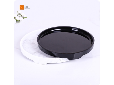 Ink Black Resin Round Tray Ring Holder for Bathroom Vanity Storage Top table Organizer Cosmetic Tray Jewelry Dish Serving Tray