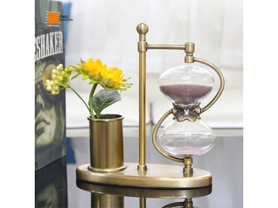  Hot Sale Handmade Large 60 Minutes Sand Timer Office Home Decoration Metal 30 60 Min Pen Holder Glass Timing Tool