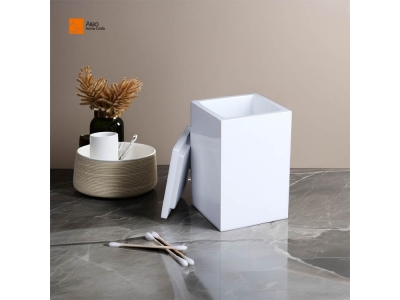  Wholesale Resin Polyresin Cotton Bud Box Storage Box With Cover Lid For Hotel,bathroom