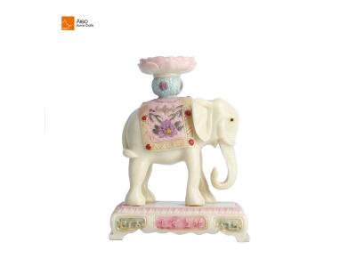  Premium Handcrafted  Elephant Figurine Modern Style White Alabaster Stone Elephant Decorations Resin Statues