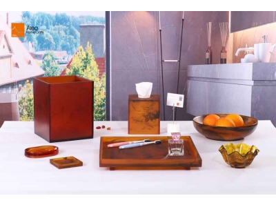  Custom Polyresin Amber Home Decorative Bathroom  Set for Hotels and Household