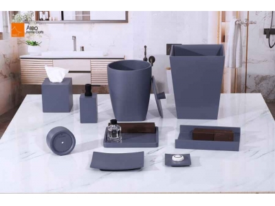 ALEO Custom OEM/ODM Polyresin bathroom Accessories Set	Blue high quality Hotel  bathroom sets