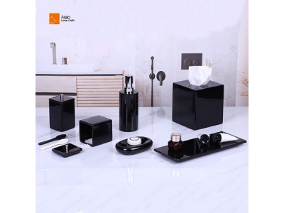  New Luxury  Polyresin Bathroom Vanity Accessories Set BSCI Hotel Quality Toilet Washroom House