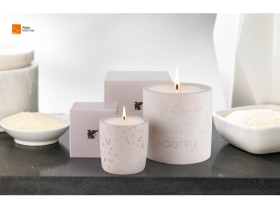 Luxury Home Fragrance Birthday Custom Round Candle Wax Polyresin Travertiine Candle Jars Scented Candle Container Holder