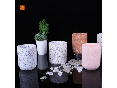   Online retailers Hot Selling Modern Wedding Decoration Terrazzo Candle jars Empty concrete Holder Jar For Making