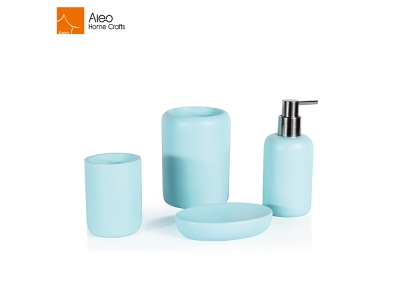 Creative Modern 4 Pieces Simple Style Pure Blue Bathroom Luxury Accessories Set 