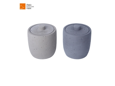 Hot Sale Empty Concrete Candle Jar /Candle Holder With Lid/ Vintage Candle Holder Container  