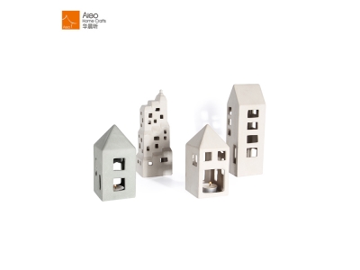 Hot Popular OEM Concrete Candle Holder Accept Decorative With House Building Shaped 