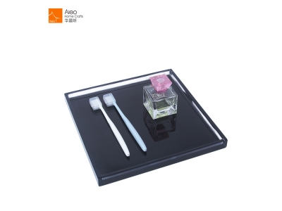 High Quality Custom Transparent Polishing Polyresin Towel Napkin Holder Bathroom Hotel Amenity Hotel Room Tray