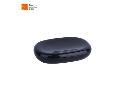 High luxurious Wholesale Bathroom Black Oval Resin Soap Dish Durable Soap Holder For Hotel