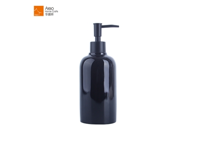 Custom Luxury Hotel Bath Supplies Resin Dispenser For Soap Foam Liquid Bottle With Pump Black Shampoo Bottle