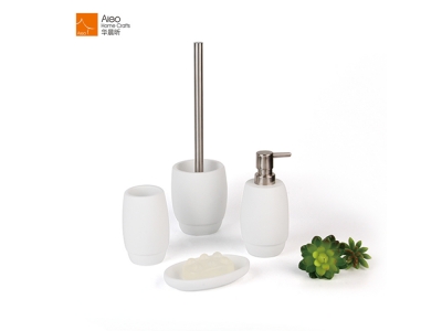 Bulk Custom White Polyresin 4-piece Accessories Bathroom Set With Tumbler