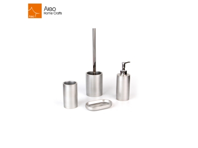 Fashion Polyresin Hand Silver Brushed Bathroom Accessories Sets 