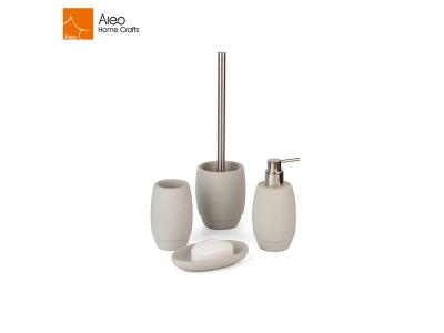 Factory Polyresin Polystone 4-piece Bathroom Accessory Set with Dispenser Soap Dish 