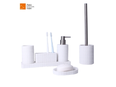 Factory Price OEM Hotel Customized Polystone Hotel Bathroom Set With Tray 