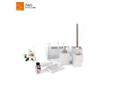 Modern Design Polystone Natural Colour 6pcs Terrazzo Bathroom Set 