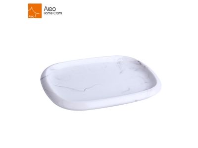 Luxury design White marble effect resin hotel/ home soap dish for bathroom accessories set 