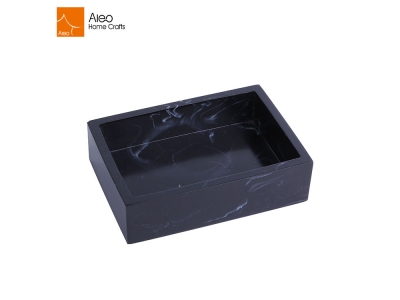 High quality fashionable design rectangle black marble resin soap dish hotel/ home bathroom accessories set 