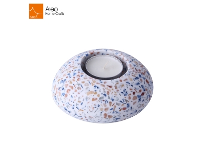 Various Designs Oval-Shaped Customized Small Terrazzo Candle Holder 