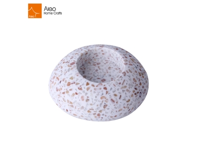 Egg Shaped Colorful Natural Stone Mini Ornament Terrazzo Tealight Candle Holder  