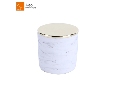 Home/Wedding Decoration Luxury White Marble Candle Jar With Stainless Steel Metal Lid 