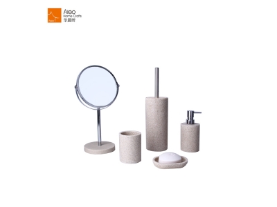 Factory OEM Hotel Customized Polystone Hotel Bathroom Set With Mirror 