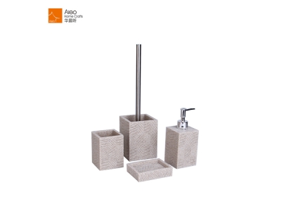 For Middle East, India Polyresin Sandstone 5star Hotel Bathroom Sanitary Accessories Set 