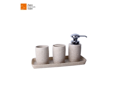 Braiding Pattern Marble Polyresin Bathroom Set Accessories With Tray/Tooth Holder