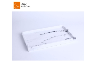 2018 Factory Price Hot Sale Rectangular Polyresin Marble Finish Amenity Tray Small Tray For Towel