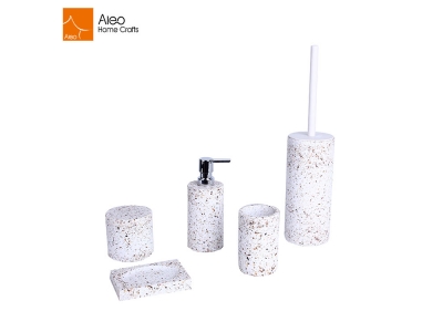 Cement Eco-friendly Terrazzo Bathroom Accessories Sets With Toilet Brush Holder 