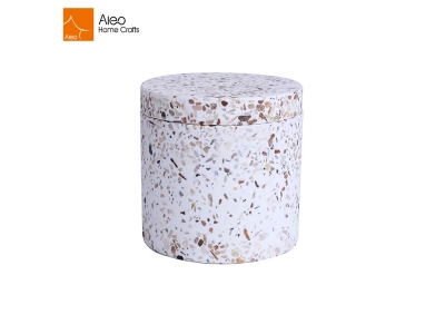 Cotton Pads / Cotton Swabs Terrazzo Storage Holder with Movable Cover