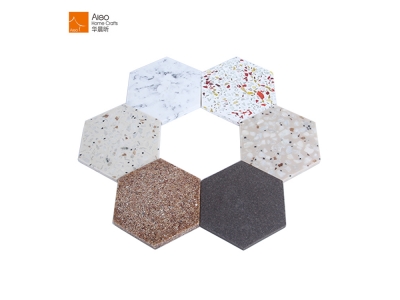 Fancy Terrazzo Coaster Quartz Coasters for Drink / Beer Mat Coaster Set Holder